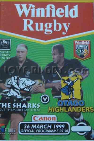 1999 Natal Sharks v Otago  Rugby Programme